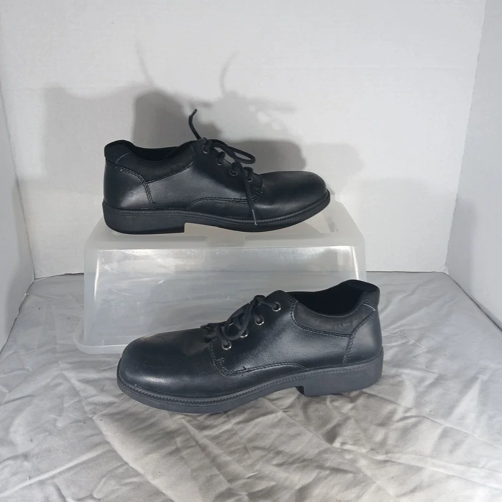 Clarks Boys 4.5 M/W Black Leather Lace Up Oxford Dress Shoes 64151 School Formal